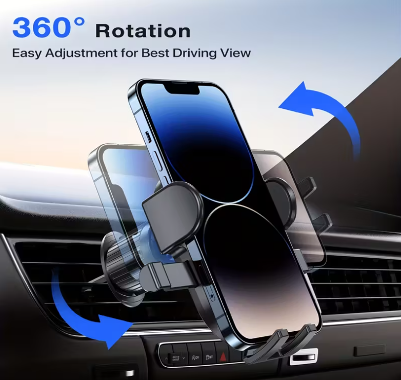 Suport Auto pentru Telefon cu Rotație 360° – Montare pe Gura de Ventilație