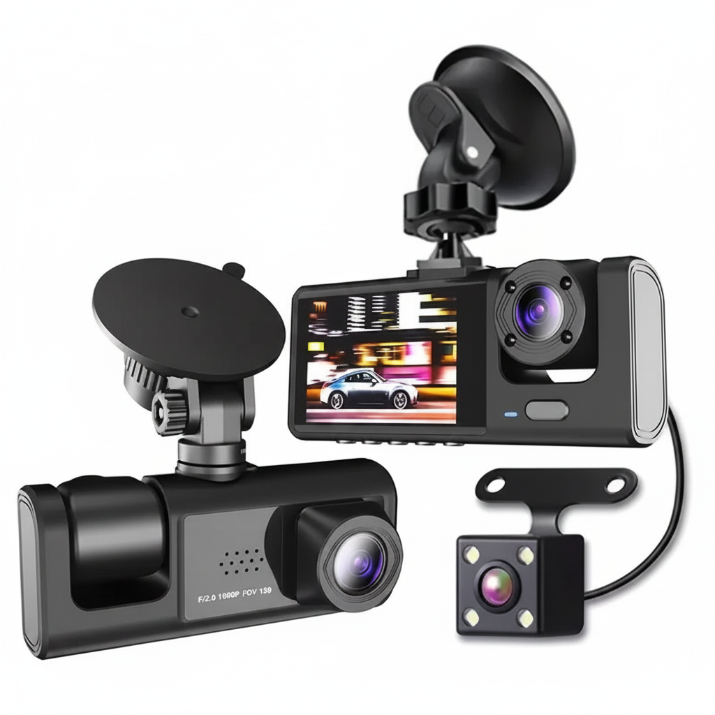 Camera Auto Full HD 3 Camere - Față, Spate și Interior