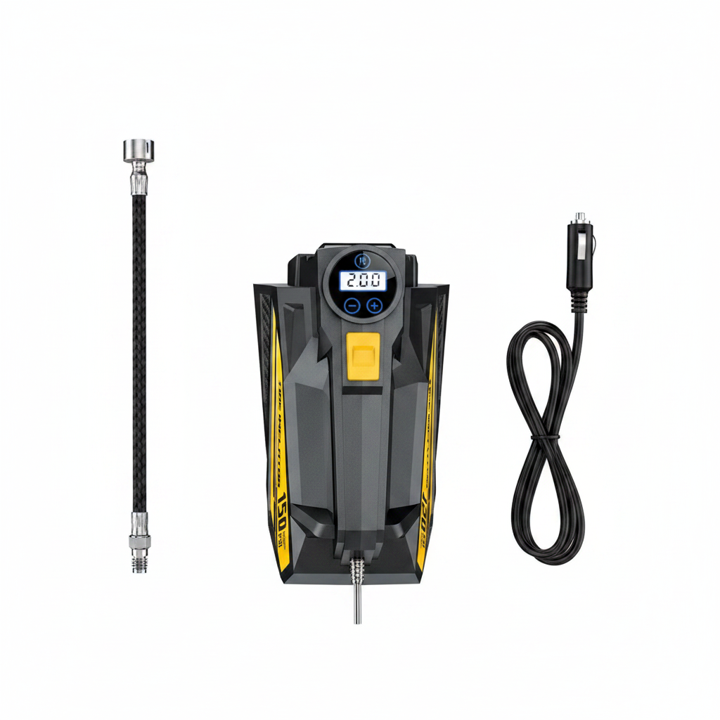 Inflator Digital de Anvelope 150 PSI cu Lumină LED – Compresor Aer Portabil 12V