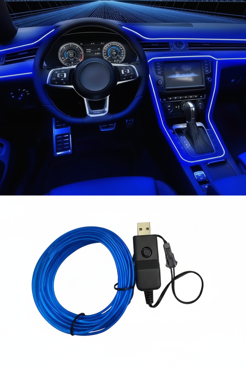 Garnitură Iluminat Auto LED Neon Flexibil 200cm USB
